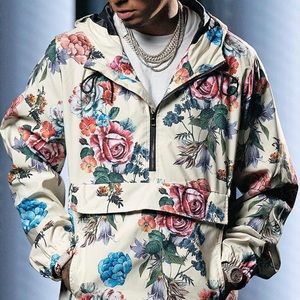 Vintage Tapestry Anorak Jacket Mens Floral